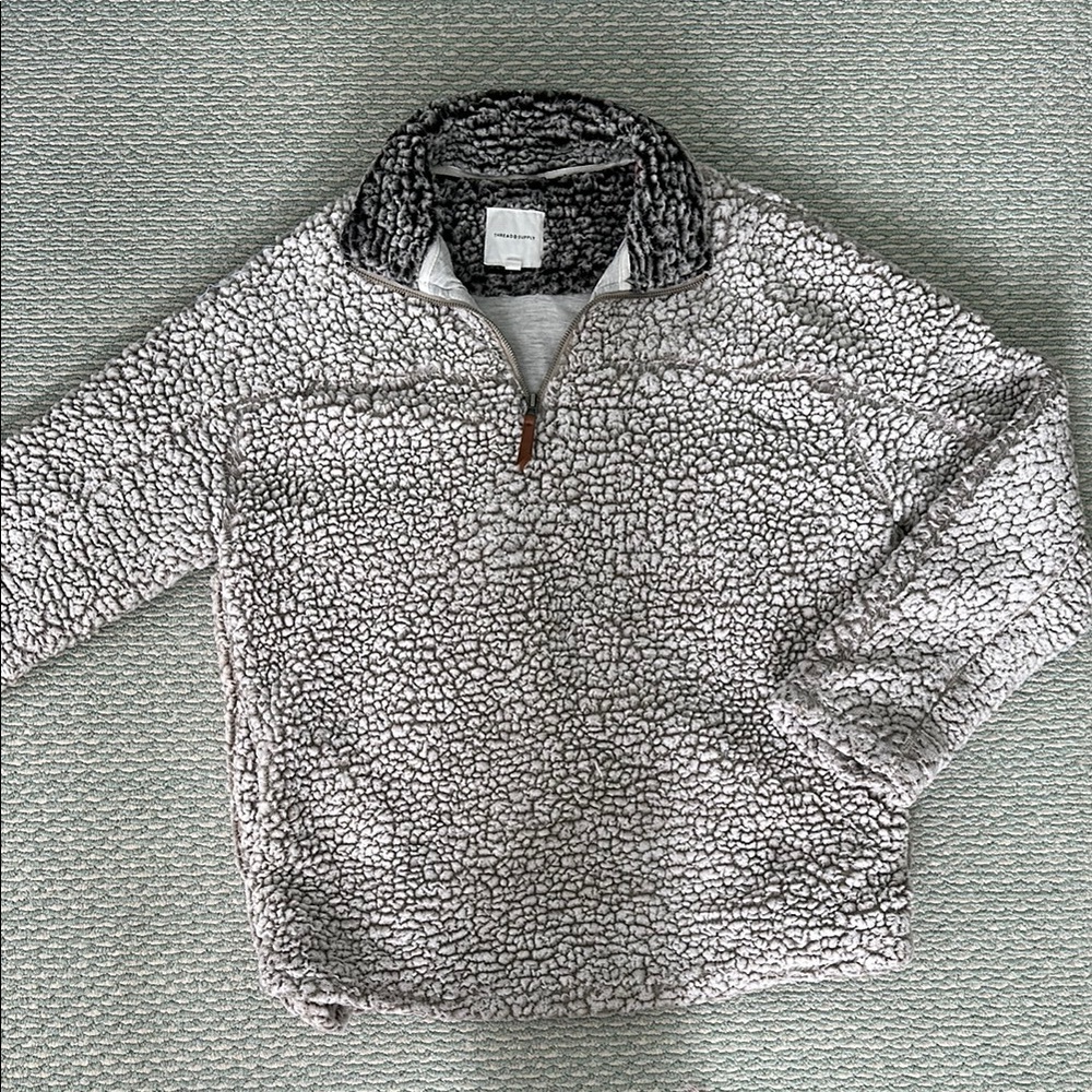 Chic Sherpa Half-Zip Pullover in Black and White